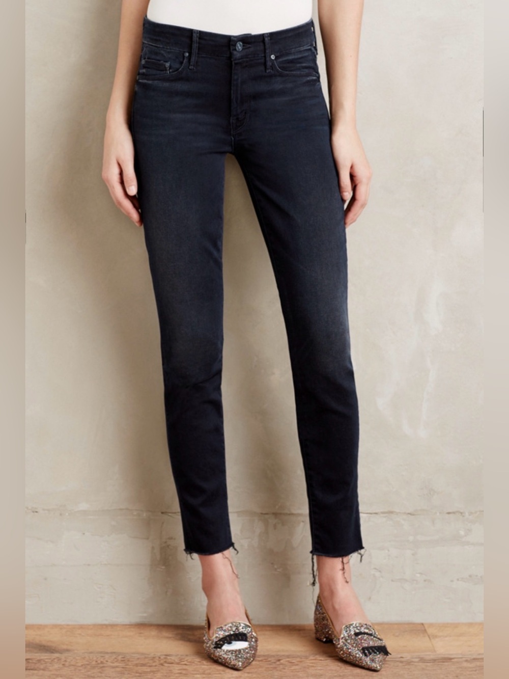 MOTHER The Looker Ankle Fray Jeans in So Good Dark Wash